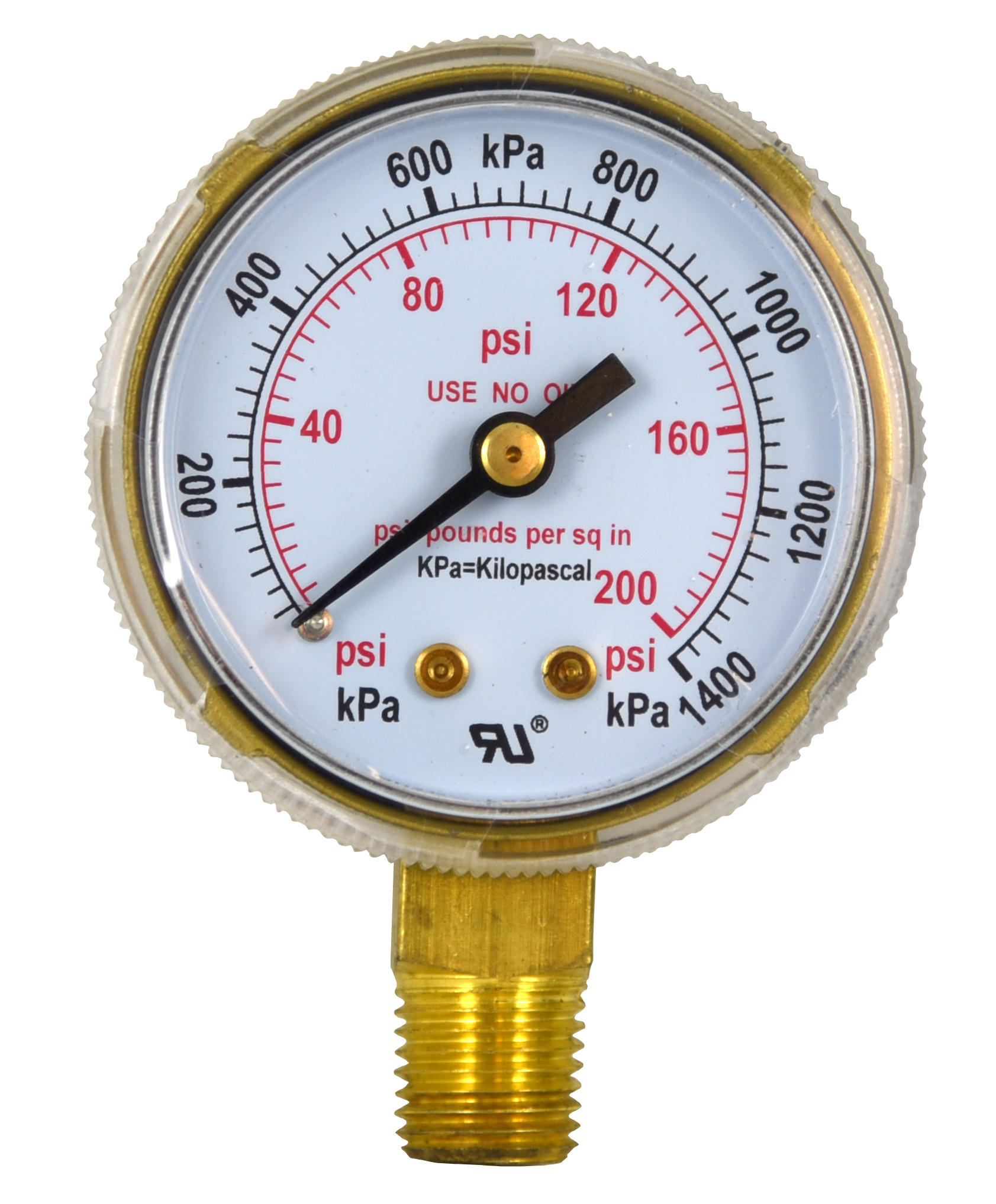pressure gauge, 2in X 200 psi 0.25in 18 NPT